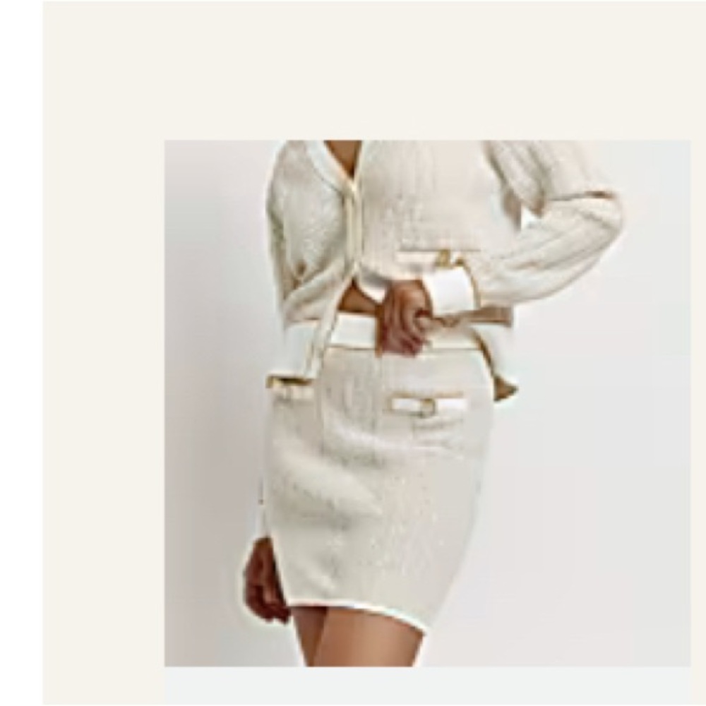 River Island Cream Boucle Pencil Skirt Mini